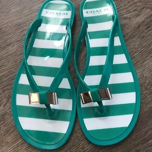 COACH Landon Stripe Jelly Thong Sandals Flip Flops